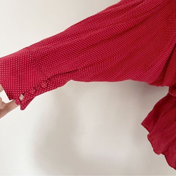 Red Maeve polka dot cinched waist button down blouse - Picture 3 of 4
